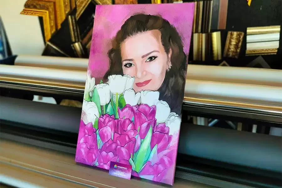 Дрим арт на холсте девушка с тюльпанами